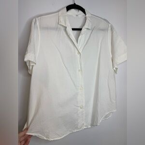 Uniqlo White linen blend boxy Shirt size small
